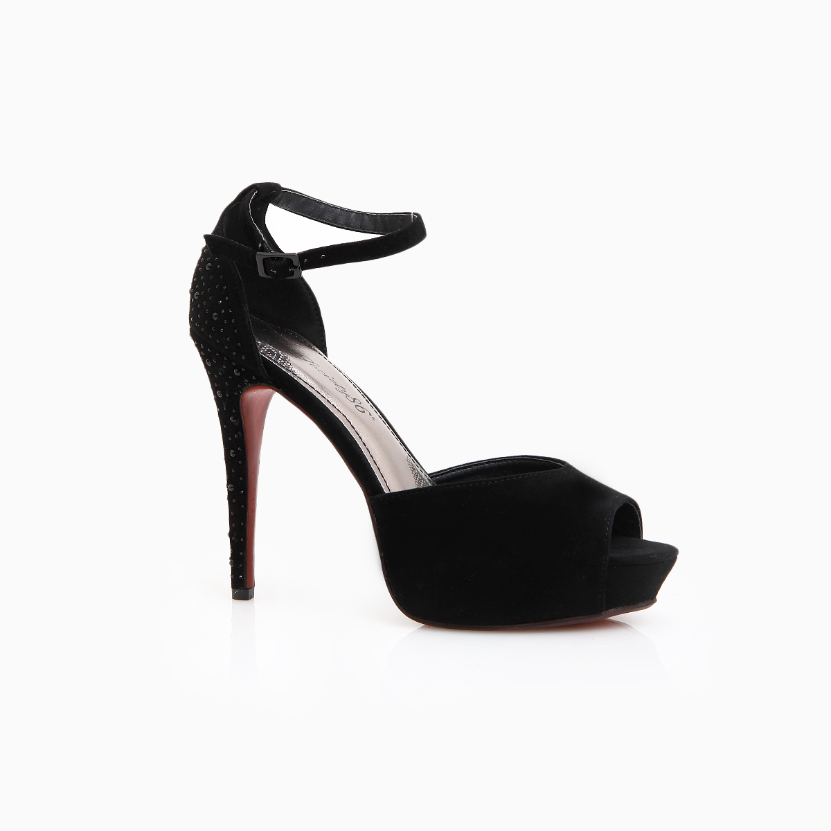 Stiletto Crystal Platform in Black | DAILYLOOK