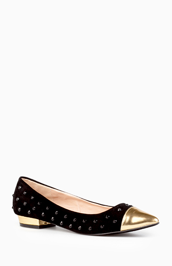 Cap Toe Studded Flats Slide 1