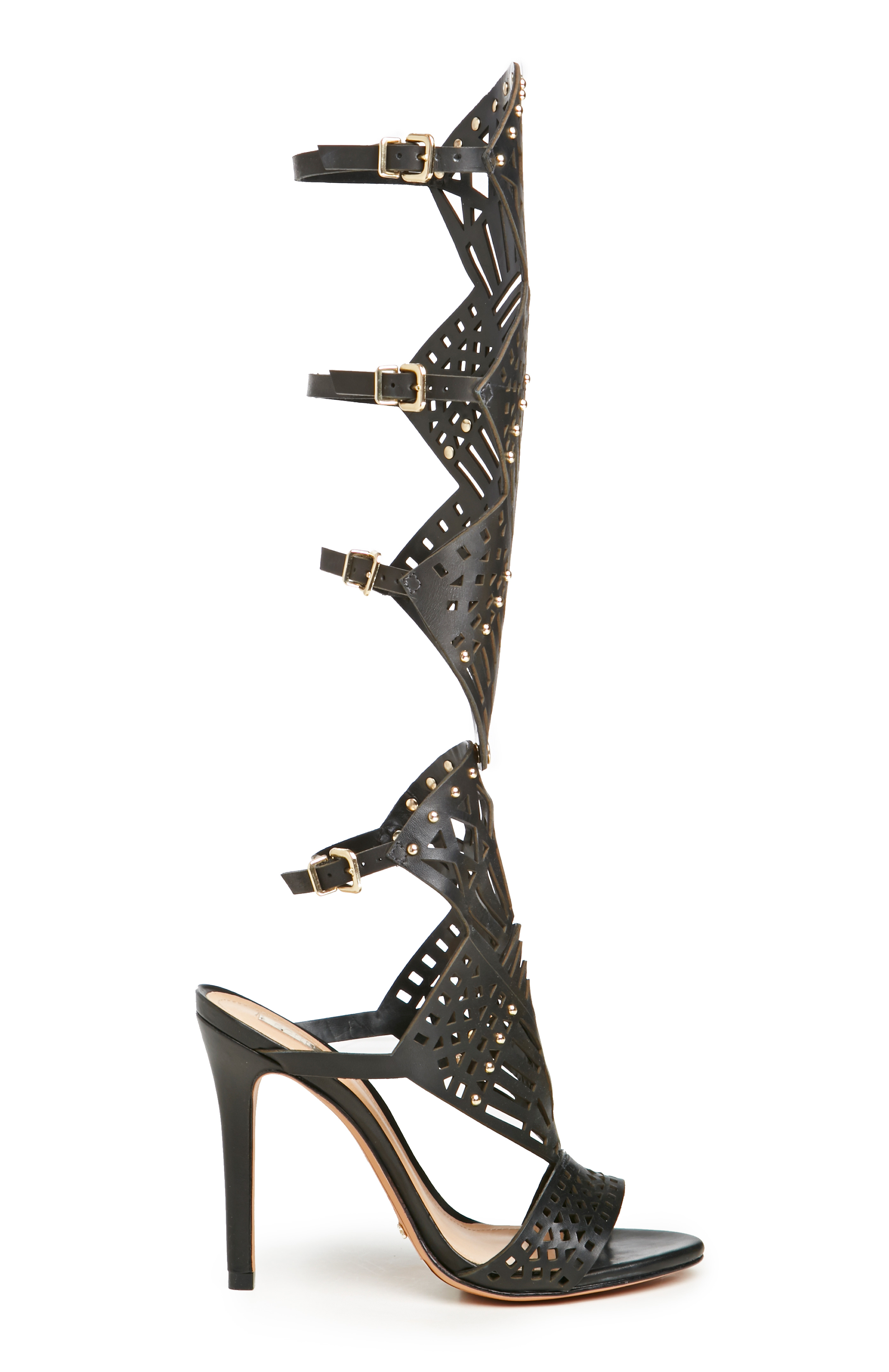 Schutz Leather Brasiliana Gladiator Sandals in Black | DAILYLOOK