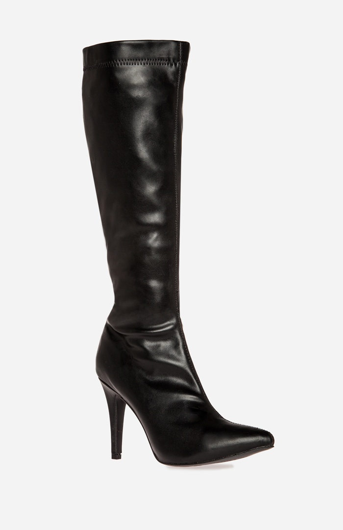 Knee High Leatherette Boots in Black | DAILYLOOK