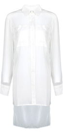 Sheer Button-Up Blouse in Ivory | DAILYLOOK