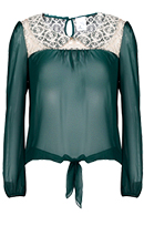 Sheer Blouse With Lace Collar