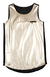 Metallic Faux Leather and Sheer Tunic