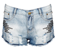 Studded Detail Destroyed Shorts