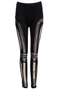 Fishnet Studded Detail Leggings