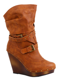 Buckle Wedge Boots