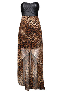 Faux Leather Leopard Print Dress