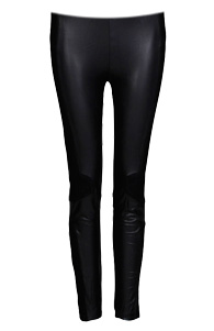 Faux Leather and Mesh Leggings in Black | DAILYLOOK
