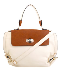 Two Tone Purse With Twist Lock Flap