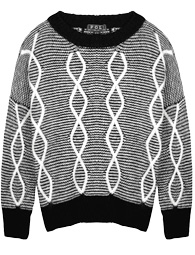 Open Knit Embroided Symbol Sweater