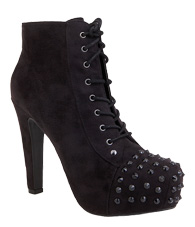 Studded Toe Lace Up Bootie