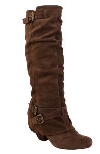 Slouch Suede Buckle Boots