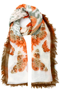 Flower and Butterfly Print Scarf