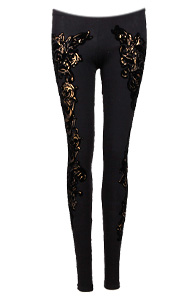 Embroidered Metallic Floral Leggings