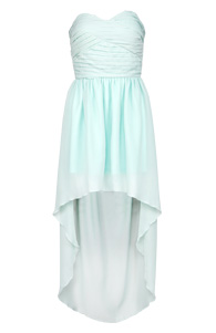 High Low Strapless Pleated Dress