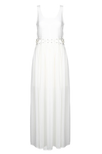 Sheer Cut Out Maxi Dress in Ivory | DAILYLOOK