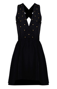 Studded V-Cut Mini Dress