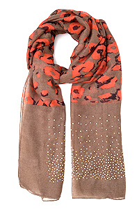 Studded Edge Leopard Scarf