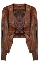 Draped Collar Leatherette Jacket