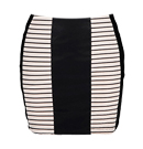 Leather Panel And Striped Mini Skirt