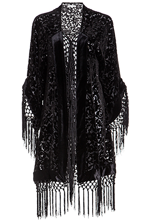 Glamorous Velvet Burnout Kimono in Black | DAILYLOOK