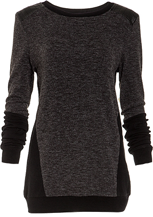 Slimming Color Block Sweatshirt in Charcoal | DAILYLOOK