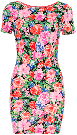 Floral Bodycon Mini Dress in Floral Multi | DAILYLOOK