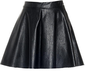 Streamlined Vegan Leather Circle Skirt in Black | DAILYLOOK