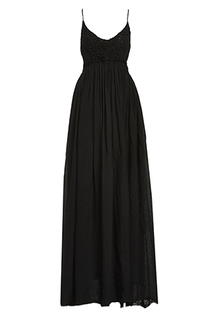 Crochet Bodice Maxi Dress in Black | DAILYLOOK