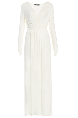 Jersey Knit Long Sleeve Maxi Dress in Ivory | DAILYLOOK
