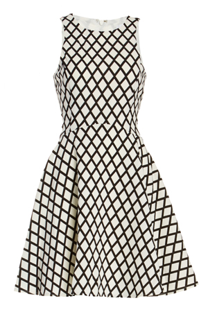Lucy Paris Diamond Grid Fit and Flare Dress in Black / White | DAILYLOOK