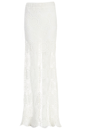 DAILYLOOK Crochet Maxi Skirt in White S | DAILYLOOK