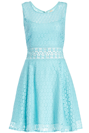 RAGA x Lace Fit and Flare Dress in Turquoise | DAILYLOOK