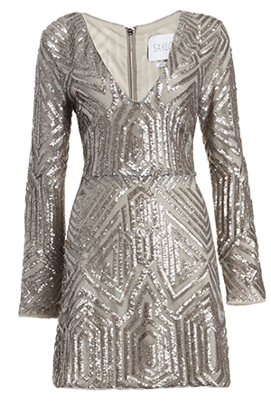 SAYLOR Sequin Naomi Platinum Dress in Silver | DAILYLOOK