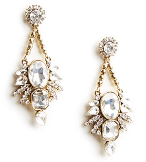 DAILYLOOK Zellweger Crystal Chandelier Earrings in Silver | DAILYLOOK