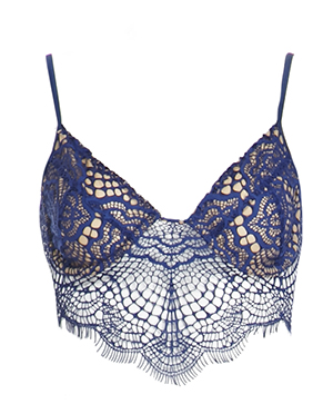 For Love & Lemons Bat Your Lashes Underwire Bra in Royal Blue | DAILYLOOK