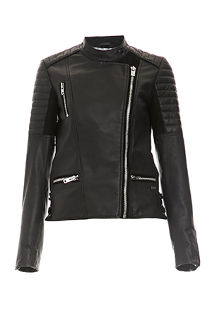 Maison Scotch Leather Biker Jacket in Black | DAILYLOOK