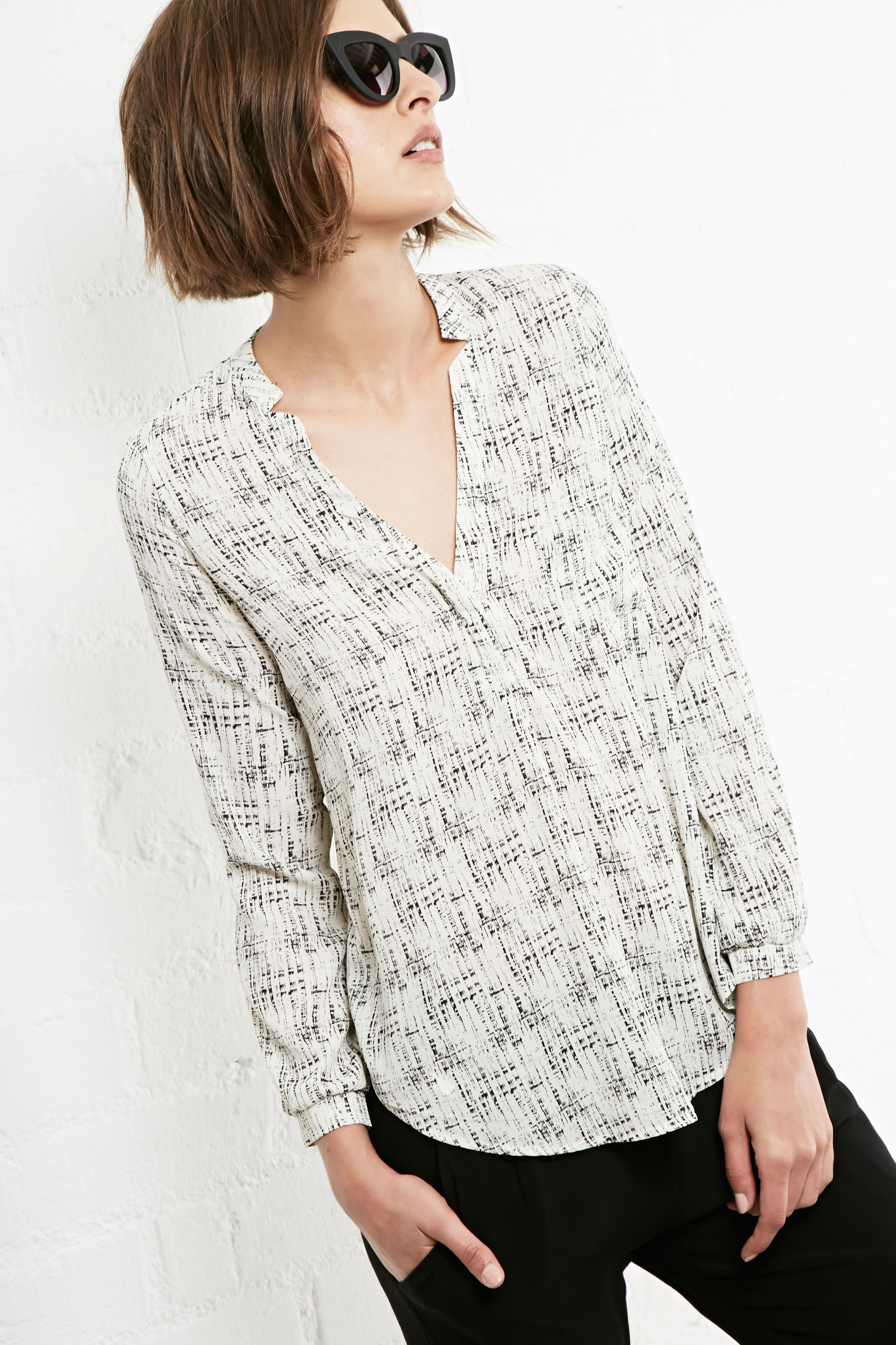 Long Sleeve Static Print Shirt