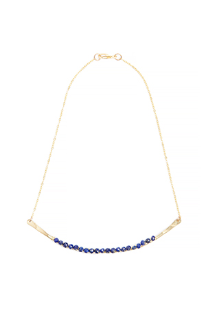 Five and Two Phoebe Necklace Gold Plated Choker in Blue | DAILYLOOK