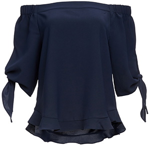 Bella Ruffle Hem Off Shoulder Tie Sleeve Top