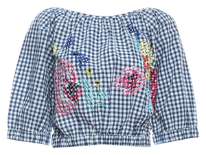 French Connection Gingham Embroidered Top