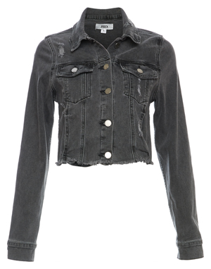 Just Black Frayed Cropped Denim Jacket