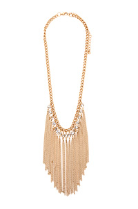 Rhinestone and Chain Fringe Necklace