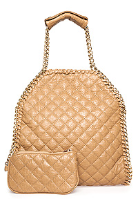 Chain Trim Quilted Tote