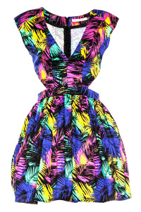 Colorful Leaf Cutout Dress