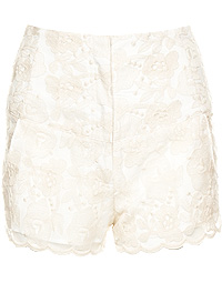 High Waisted Floral Lace Shorts in Ivory | DAILYLOOK