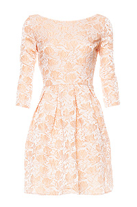 Vintage Jacquard Dress in Peach | DAILYLOOK