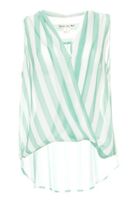 Draped High Low Striped Top