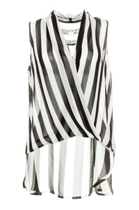 Draped High Low Striped Top