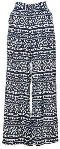 Tapa Print Wide Leg Pants